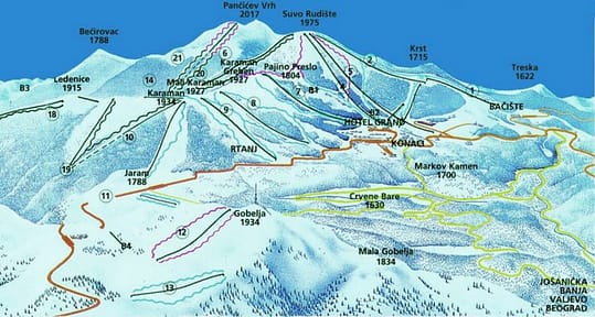 mapa Kopaonika